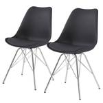 Chaises Beatty (lot de 2) Imitation cuir et matière plastique / Métal - Chrome - Noir - Chrome brillant