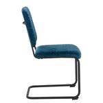 Chaises cantilever Jarell (lot de 2) Velours / Métal - Noir mat - Bleu pétrole