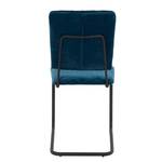 Chaises cantilever Jarell (lot de 2) Velours / Métal - Noir mat - Bleu pétrole