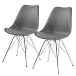 Chaises Beatty (lot de 2) Imitation cuir et matière plastique / Métal - Chrome - Gris - Chrome brillant