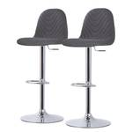 Chaises de bar Jenkins (lot de 2) Tissu / Métal - Chêne - Anthracite - Chrome brillant