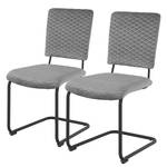 Chaises cantilever Jarell (lot de 2) Velours / Métal - Noir mat - Gris clair