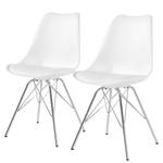 Chaises Beatty (lot de 2) Imitation cuir et matière plastique / Métal - Chrome - Blanc - Chrome brillant