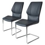 Chaises cantilever Lupton (lot de 2) Imitation cuir / Métal - Chrome - Bleu foncé