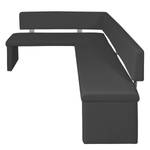 Banc d’angle Talcott Imitation cuir - Chrome - Noir - Largeur : 194 cm - Angle à gauche (vu de face)