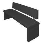 Banc Talcott II Imitation cuir - Chrome - Noir - Largeur : 160 cm