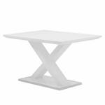 Eettafel Allston hoogglans wit/roestvrij staal - Breedte: 140 cm