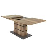 Eettafel Windley eikenhouten look/antracietkleurig - Breedte: 140 cm - Met synchroon-systeem