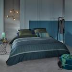 Parure de lit Observer Satin - Bleu jean / Vert olive - 155 x 220 cm + oreiller 80 x 80 cm
