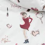 Bettwäsche Fashion Renforcé - Weiß / Pink - 100 x 135 cm + Kissen 40 x 60 cm