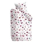 Parure de lit Sweet Love Tissu renforcé - Blanc / Rose - 100 x 135 cm + oreiller 40 x 60 cm