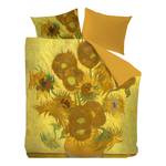 Parure de lit Tournesol Satin - Jaune - 200 x 200/220 cm + 2 oreillers 70 x 60 cm