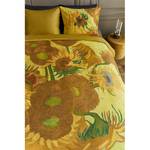 Parure de lit Tournesol Satin - Jaune - 200 x 200/220 cm + 2 oreillers 70 x 60 cm