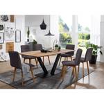 Eettafel Creek U massief wild eikenhout/metaal - wild eikenhout/zwart - Breedte: 180 cm