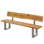 Banc Oakville II Chêne sauvage massif / Acier - Chêne sauvage / Acier inoxydable - Largeur : 160 cm