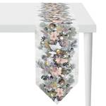 Tischband 1507 Baumwollstoff - Grau / Rose