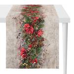 Chemin de table 1530 Coton - Taupe / Rouge