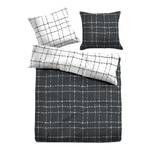 Parure de lit réversible Lianas Étoffe de coton - Noir / Blanc - 135 x 200 cm + oreiller 80 x 80 cm