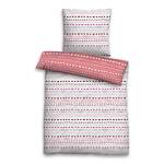 Parure de lit réversible Symbolix Étoffe de coton - Blanc / Rouge - 155 x 220 cm + oreiller 80 x 80 cm
