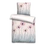 Parure de lit fleurs de pissenlit Étoffe de coton - Couleur pastel abricot - 135 x 200 cm + oreiller 80 x 80 cm