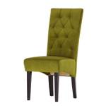 Chaise capitonnée Selda III Velours / Hêtre massif - Noir vieilli - Vert olive