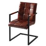 Chaise cantilever Trion Cuir / Métal - Cognac vintage / Noir