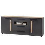 Dressoir Parolin mat grijs/eikenhouten look - Donkergrijs