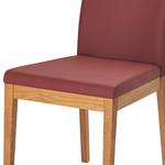 Chaises Oviedo (lot de 2) Imitation cuir / Chêne sauvage massif - Rouge Bordeaux