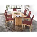 Chaises Oviedo (lot de 2) Imitation cuir / Chêne sauvage massif - Rouge Bordeaux