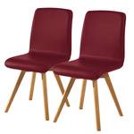 Chaises Karla I (lot de 2) Chêne sauvage massif - Rouge Bordeaux