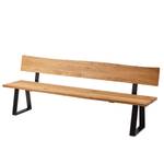 Zitbank Oviedo IV met rugleuning massief wild eikenhout/metaal - wild eikenhout/zwart - Breedte: 200 cm