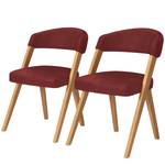 Chaises Birds I (lot de 2) Microfibre / Chêne sauvage massif - Rouge Bordeaux