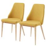 Chaises capitonnées Rosie (lot de 2) Tissu / Frêne massif - Jaune moutarde / Frêne