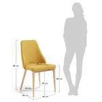 Gestoffeerde stoelen Rosie (set van 2) geweven stof/massief essenhout - mosterdgeel/essenhout