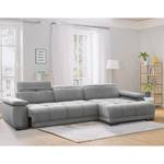 Ecksofa Limeria Microfaser - Lichtgrau - Longchair davorstehend rechts