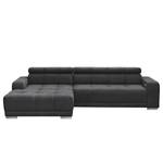 Ecksofa Leblon Microfaser - Dunkelgrau - Longchair davorstehend links