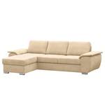 Hoekbank Labate geweven stof - Beige - Longchair vooraanzicht links