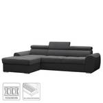 Ecksofa Jurua Microfaser / Kunstleder - Schwarz / Dunkelgrau - Longchair davorstehend links