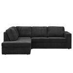 Ecksofa Jacuma Cord - Schwarz - Ottomane davorstehend links