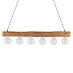 Hanglamp Trabo Simple staal/massief grenenhout - Amberkleurig grenenhout - Aantal lichtbronnen: 6