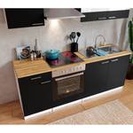 Küchenzeile Andrias I Inklusive Elektrogeräte - Schwarz - Breite: 210 cm - Glaskeramik
