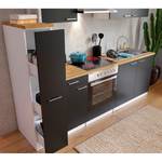 Küchenzeile Andrias II Inklusive Elektrogeräte - Schwarz - Breite: 240 cm - Glaskeramik