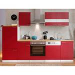 Küchenzeile Andrias III Rot / Nussbaum Dekor - Breite: 280 cm - Kochplatte - Mit Elektrogeräten
