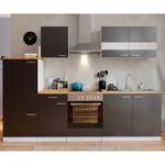 Küchenzeile Andrias III Grau / Nussbaum Dekor - Breite: 270 cm - Glaskeramik - Mit Elektrogeräten