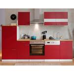 Keukenblok Andrias III Inclusief elektrische apparaten - Rood/notenboomhouten look - Breedte: 280 cm - Glas-keramisch - Met elektrische apparatuur