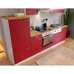 Keukenblok Andrias III Inclusief elektrische apparaten - Rood/notenboomhouten look - Breedte: 280 cm - Glas-keramisch - Met elektrische apparatuur