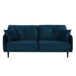 Sofa Pigna (3-Sitzer) Webstoff - Samt Ravi: Marineblau