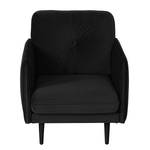 Fauteuil Pigna I Geweven stof - Velours Ravi: Zwart