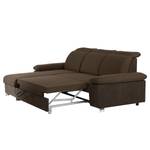 Ecksofa Rosay Microfaser / Webstoff - Dunkelbraun - Longchair davorstehend links