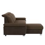 Ecksofa Rosay Microfaser / Webstoff - Dunkelbraun - Longchair davorstehend links